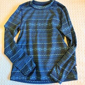 REI Kids Blue Geometric Base Layer Shirt and Pants Set